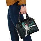 New Zealand Personalised Shoulder Handbag Meri Kirihimete Kowhaiwhai Mix Paua Shell - Emerald