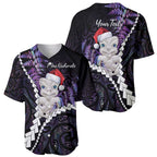 New Zealand Personalised Baseball Jersey Meri Kirihimete Kowhaiwhai Mix Paua Shell - Amethys