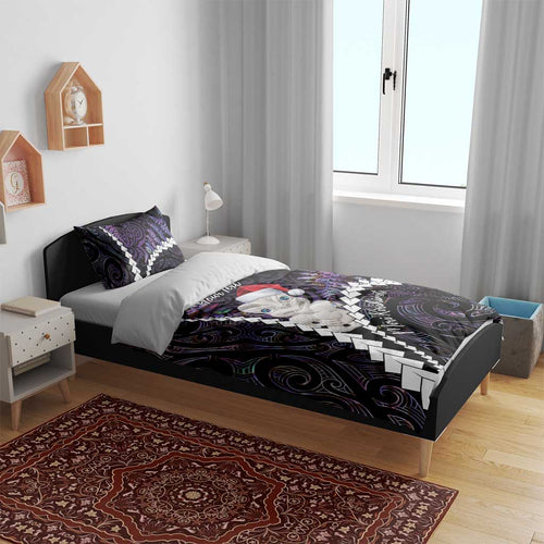 New Zealand Personalised Bedding Set Meri Kirihimete Kowhaiwhai Mix Paua Shell - Amethys