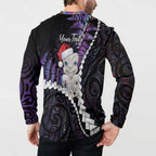 New Zealand Personalised Button Sweatshirt Meri Kirihimete Kowhaiwhai Mix Paua Shell - Amethys