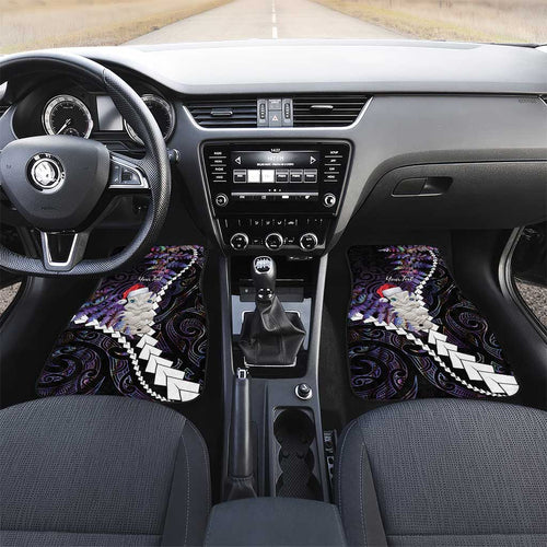 New Zealand Personalised Car Mats Meri Kirihimete Kowhaiwhai Mix Paua Shell - Amethys