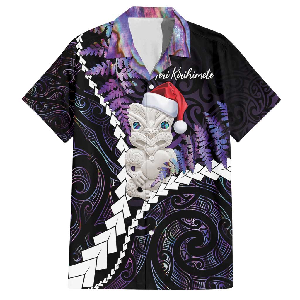 New Zealand Personalised Family Matching Off Shoulder Maxi Dress and Hawaiian Shirt Meri Kirihimete Kowhaiwhai Mix Paua Shell - Amethys