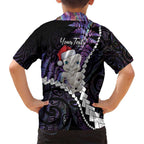 New Zealand Personalised Family Matching Puletasi and Hawaiian Shirt Meri Kirihimete Kowhaiwhai Mix Paua Shell - Amethys