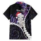 New Zealand Personalised Family Matching Puletasi and Hawaiian Shirt Meri Kirihimete Kowhaiwhai Mix Paua Shell - Amethys
