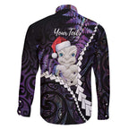 New Zealand Personalised Family Matching Puletasi and Hawaiian Shirt Meri Kirihimete Kowhaiwhai Mix Paua Shell - Amethys