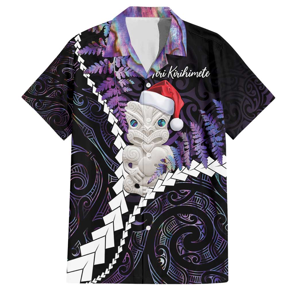 New Zealand Personalised Family Matching Short Sleeve Bodycon Dress and Hawaiian Shirt Meri Kirihimete Kowhaiwhai Mix Paua Shell - Amethys