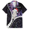 New Zealand Personalised Family Matching Short Sleeve Bodycon Dress and Hawaiian Shirt Meri Kirihimete Kowhaiwhai Mix Paua Shell - Amethys