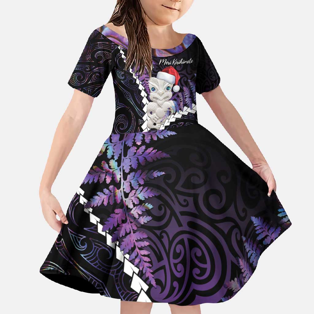 New Zealand Personalised Family Matching Summer Maxi Dress and Hawaiian Shirt Meri Kirihimete Kowhaiwhai Mix Paua Shell - Amethys