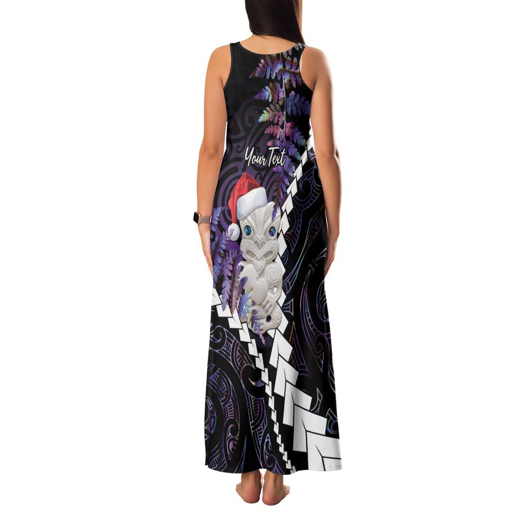 New Zealand Personalised Family Matching Tank Maxi Dress and Hawaiian Shirt Meri Kirihimete Kowhaiwhai Mix Paua Shell - Amethys