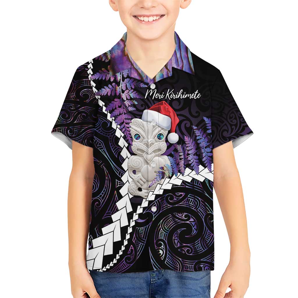 New Zealand Personalised Hawaiian Shirt Meri Kirihimete Kowhaiwhai Mix Paua Shell - Amethys