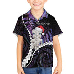 New Zealand Personalised Hawaiian Shirt Meri Kirihimete Kowhaiwhai Mix Paua Shell - Amethys