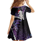 New Zealand Personalised Kid Short Sleeve Dress Meri Kirihimete Kowhaiwhai Mix Paua Shell - Amethys