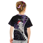 New Zealand Personalised Kid T Shirt Meri Kirihimete Kowhaiwhai Mix Paua Shell - Amethys
