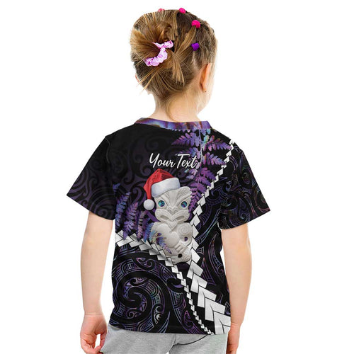 New Zealand Personalised Kid T Shirt Meri Kirihimete Kowhaiwhai Mix Paua Shell - Amethys