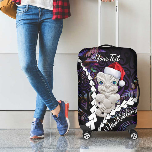 New Zealand Personalised Luggage Cover Meri Kirihimete Kowhaiwhai Mix Paua Shell - Amethys