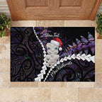 New Zealand Personalised Rubber Doormat Meri Kirihimete Kowhaiwhai Mix Paua Shell - Amethys