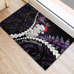 New Zealand Personalised Rubber Doormat Meri Kirihimete Kowhaiwhai Mix Paua Shell - Amethys