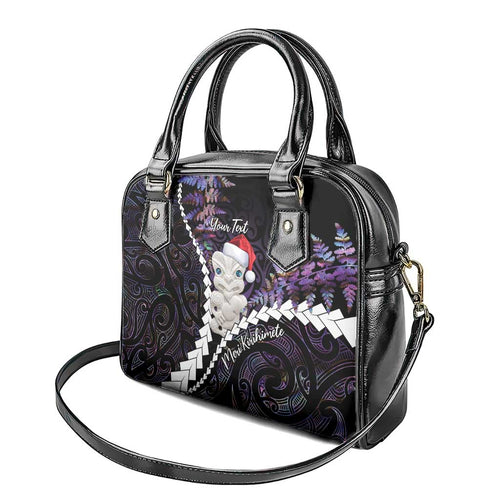 New Zealand Personalised Shoulder Handbag Meri Kirihimete Kowhaiwhai Mix Paua Shell - Amethys