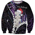 New Zealand Personalised Sweatshirt Meri Kirihimete Kowhaiwhai Mix Paua Shell - Amethys
