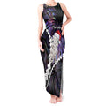 New Zealand Personalised Tank Maxi Dress Meri Kirihimete Kowhaiwhai Mix Paua Shell - Amethys