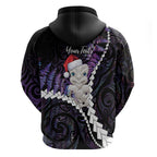 New Zealand Personalised Zip Hoodie Meri Kirihimete Kowhaiwhai Mix Paua Shell - Amethys