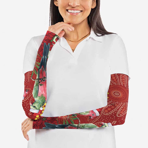 Merry Chrissie Australia King Parrots Arm Sleeves Aboriginal Art - Aussie Hoodie