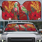 Merry Chrissie Australia King Parrots Auto Sun Shade Aboriginal Art - Aussie Hoodie