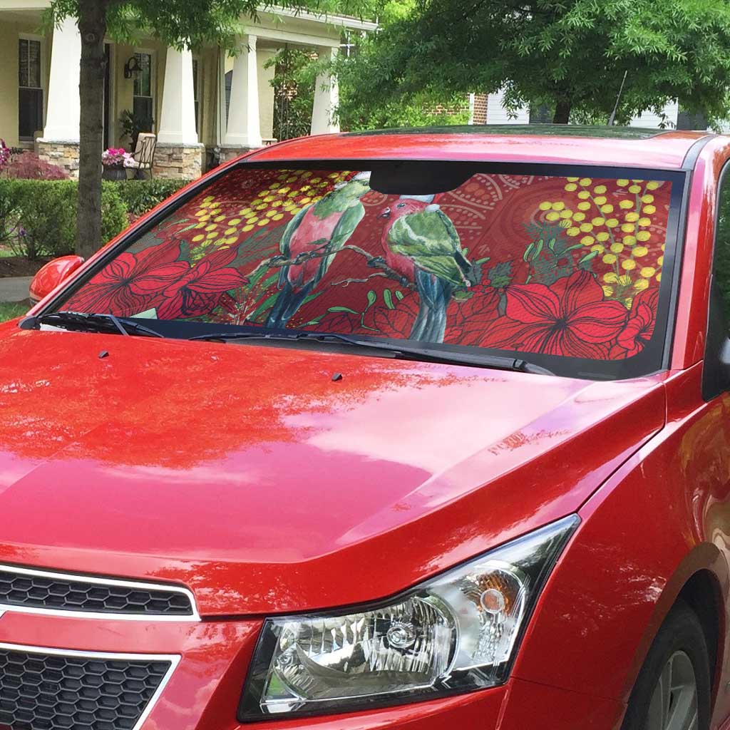 Merry Chrissie Australia King Parrots Auto Sun Shade Aboriginal Art - Aussie Hoodie