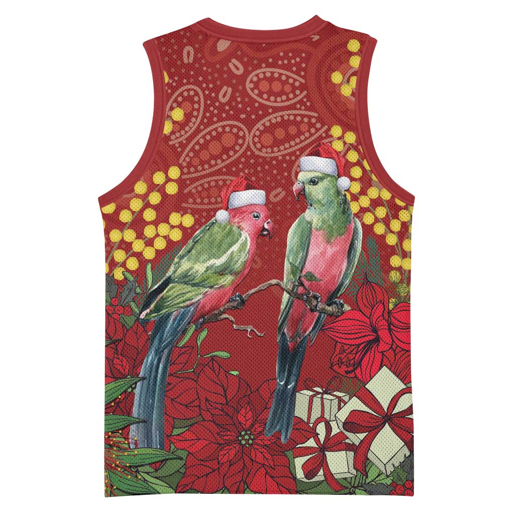 Merry Chrissie Australia King Parrots Basketball Jersey Aboriginal Art - Aussie Hoodie