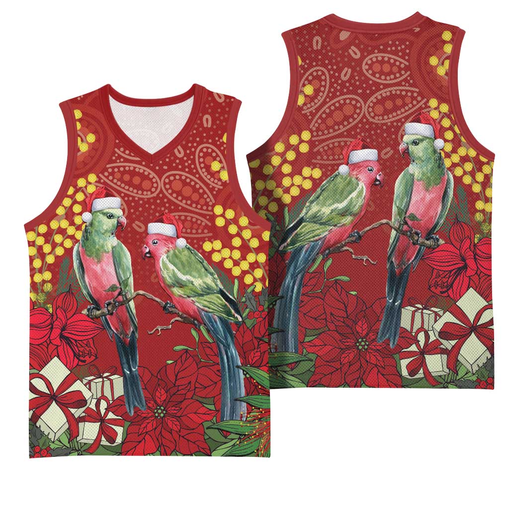 Merry Chrissie Australia King Parrots Basketball Jersey Aboriginal Art - Aussie Hoodie