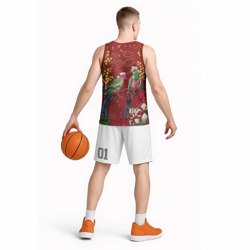 Merry Chrissie Australia King Parrots Basketball Jersey Aboriginal Art - Aussie Hoodie