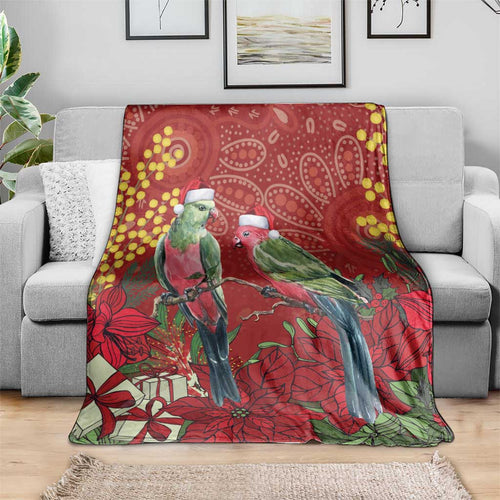 Merry Chrissie Australia King Parrots Blanket Aboriginal Art - Aussie Hoodie