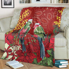 Merry Chrissie Australia King Parrots Blanket Aboriginal Art - Aussie Hoodie