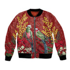 Merry Chrissie Australia King Parrots Bomber Jacket Aboriginal Art - Aussie Hoodie
