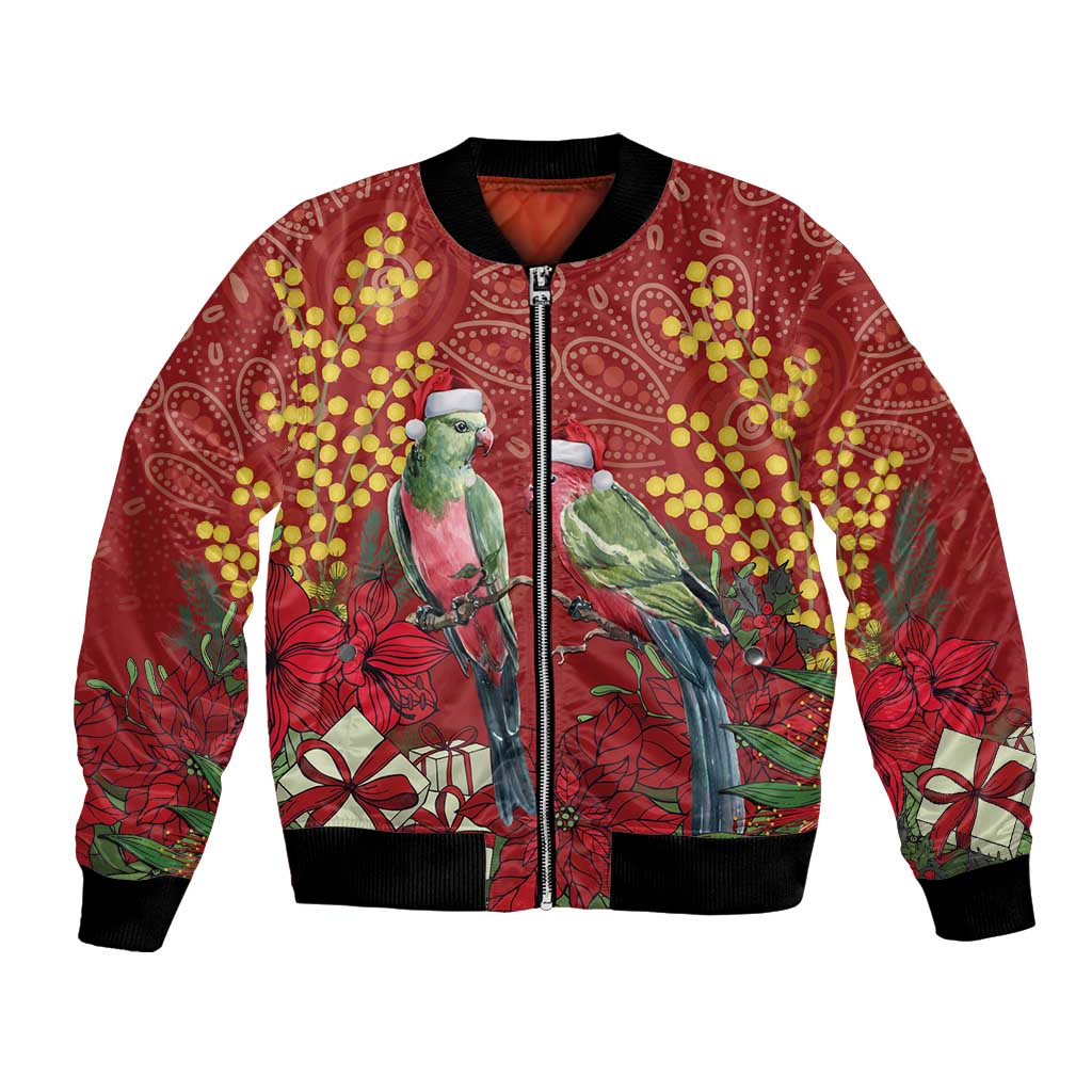 Merry Chrissie Australia King Parrots Bomber Jacket Aboriginal Art - Aussie Hoodie