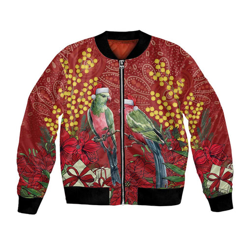 Merry Chrissie Australia King Parrots Bomber Jacket Aboriginal Art - Aussie Hoodie