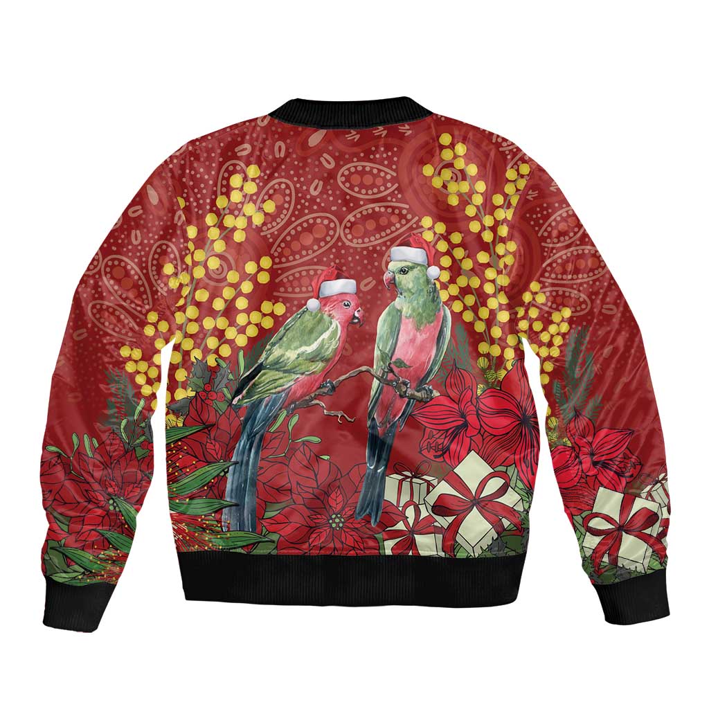 Merry Chrissie Australia King Parrots Bomber Jacket Aboriginal Art - Aussie Hoodie