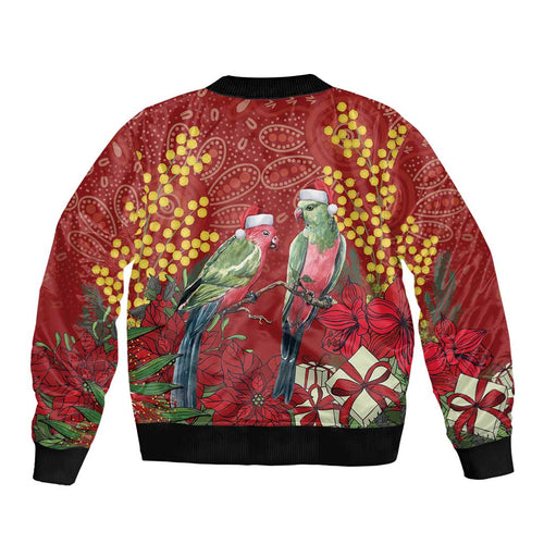 Merry Chrissie Australia King Parrots Bomber Jacket Aboriginal Art - Aussie Hoodie
