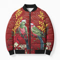 Merry Chrissie Australia King Parrots Bomber Puffer Jacket Aboriginal Art - Aussie Hoodie