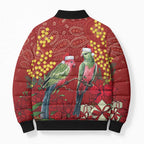 Merry Chrissie Australia King Parrots Bomber Puffer Jacket Aboriginal Art - Aussie Hoodie