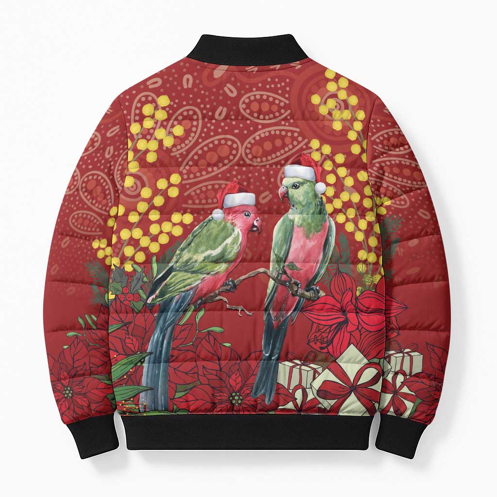 Merry Chrissie Australia King Parrots Bomber Puffer Jacket Aboriginal Art - Aussie Hoodie