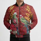 Merry Chrissie Australia King Parrots Bomber Puffer Jacket Aboriginal Art - Aussie Hoodie
