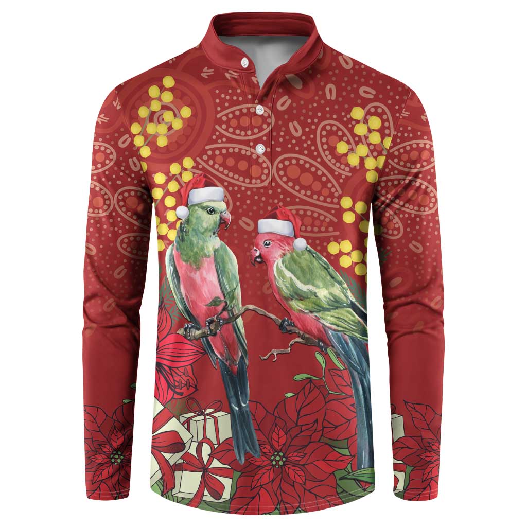 Merry Chrissie Australia King Parrots Button Sweatshirt Aboriginal Art - Aussie Hoodie