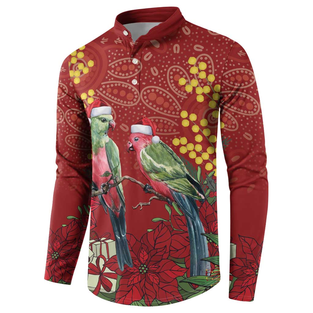 Merry Chrissie Australia King Parrots Button Sweatshirt Aboriginal Art - Aussie Hoodie