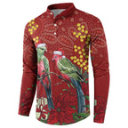 Merry Chrissie Australia King Parrots Button Sweatshirt Aboriginal Art - Aussie Hoodie
