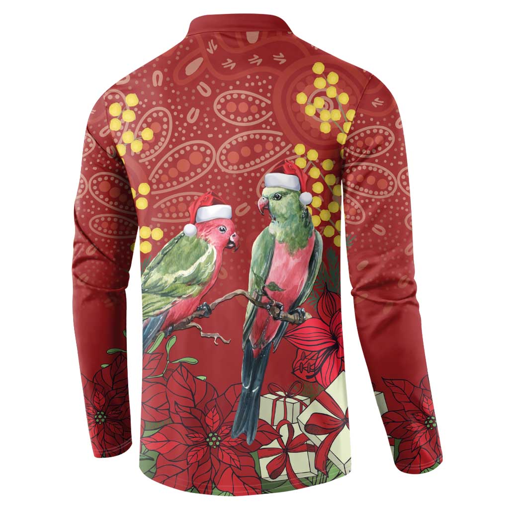 Merry Chrissie Australia King Parrots Button Sweatshirt Aboriginal Art - Aussie Hoodie