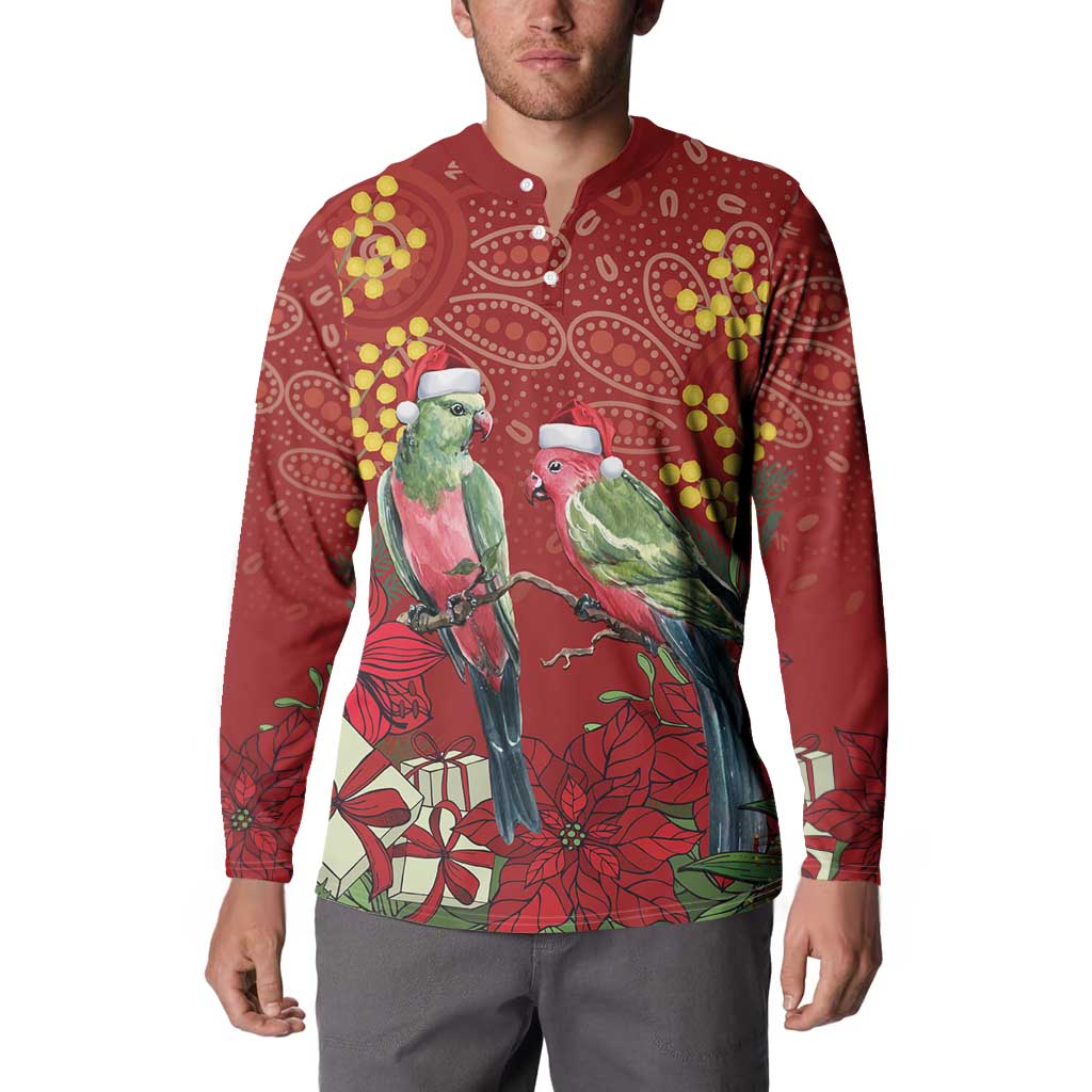 Merry Chrissie Australia King Parrots Button Sweatshirt Aboriginal Art - Aussie Hoodie