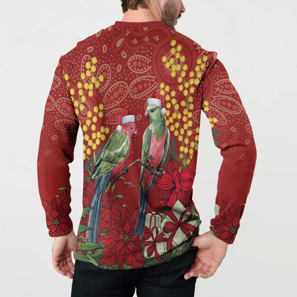 Merry Chrissie Australia King Parrots Button Sweatshirt Aboriginal Art - Aussie Hoodie