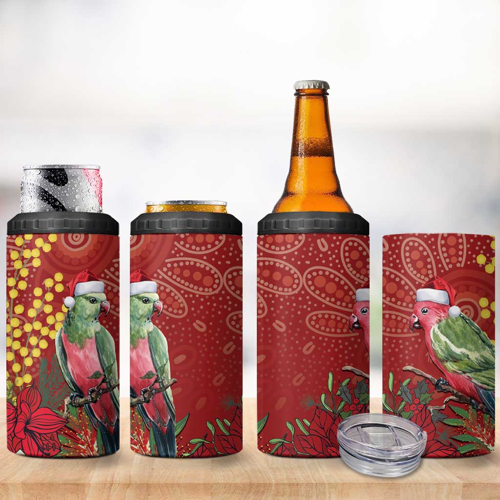 Merry Chrissie Australia King Parrots 4 in 1 Can Cooler Tumbler Aboriginal Art - Aussie Hoodie