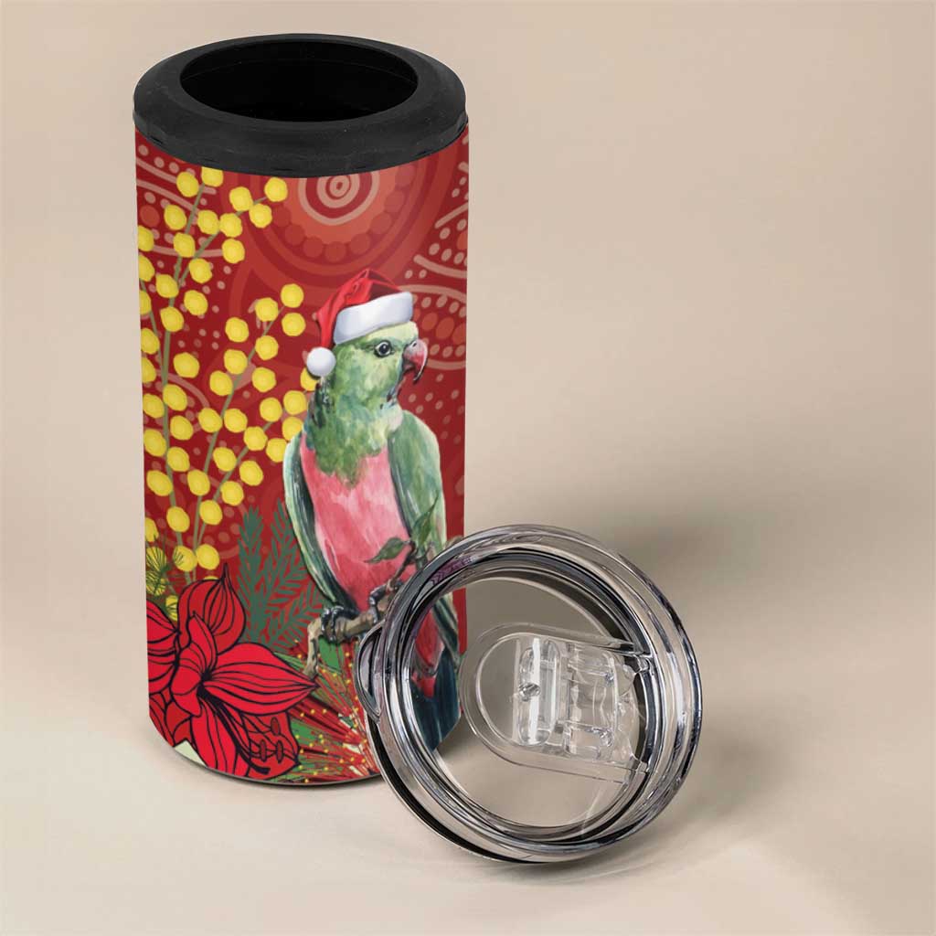 Merry Chrissie Australia King Parrots 4 in 1 Can Cooler Tumbler Aboriginal Art - Aussie Hoodie